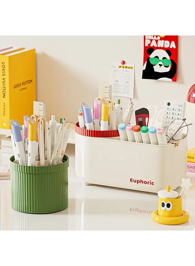 Red Pencil Holder Large Capacity Stationery Organizer Desk Storage Box - Image 1