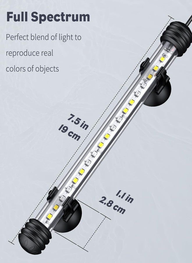 Pawfly 3 W Aquarium LED Light 7.5 Inch Underwater Fish Tank Light with Full Spectrum IP68 Waterproof White Blue Red Lights with Daytime & Night Mode Timer Auto On/Off and Adjustable Brightness - Image 2