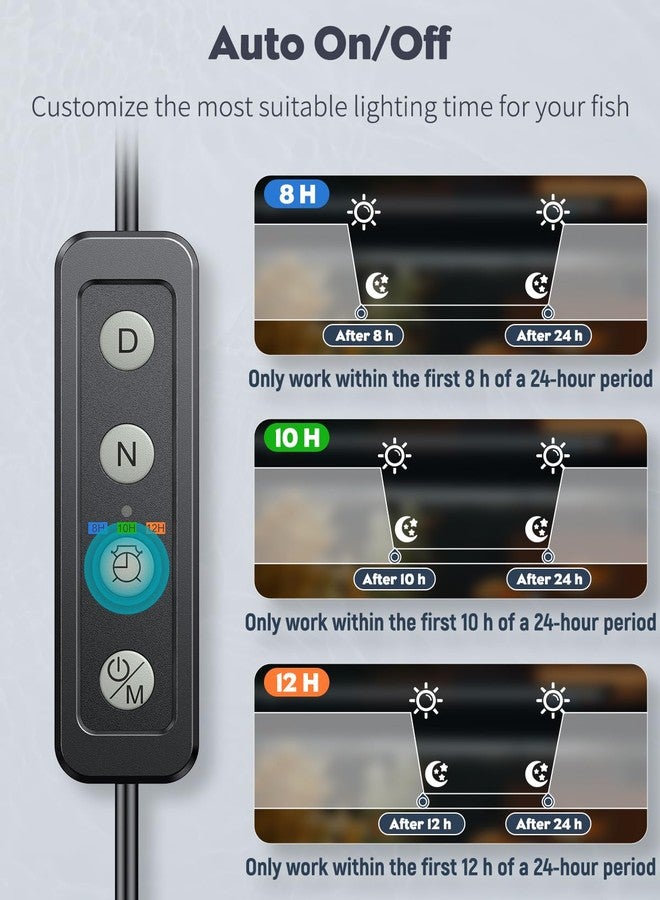 Pawfly 3 W Aquarium LED Light 7.5 Inch Underwater Fish Tank Light with Full Spectrum IP68 Waterproof White Blue Red Lights with Daytime & Night Mode Timer Auto On/Off and Adjustable Brightness - Image 3