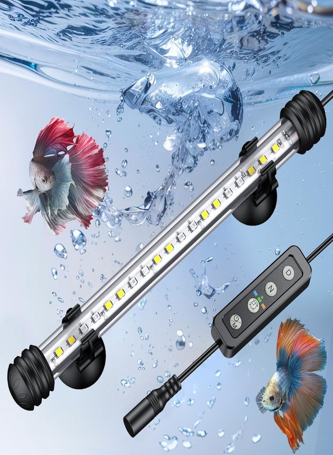 Pawfly 3 W Aquarium LED Light 7.5 Inch Underwater Fish Tank Light with Full Spectrum IP68 Waterproof White Blue Red Lights with Daytime & Night Mode Timer Auto On/Off and Adjustable Brightness - Image 1