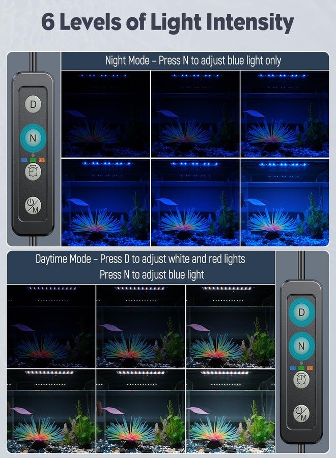 Pawfly 3 W Aquarium LED Light 7.5 Inch Underwater Fish Tank Light with Full Spectrum IP68 Waterproof White Blue Red Lights with Daytime & Night Mode Timer Auto On/Off and Adjustable Brightness - Image 5