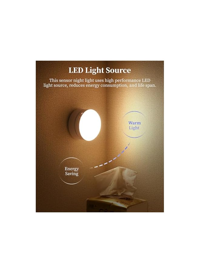 بيتينو مصباح ليلي لاصق، مصباح ليلي بطارية قابلة للشحن، مصباح LED صغير بحساس حركة يدور 360°، مصباح جداري لغرفة النوم، الخزانة، المطبخ، الرواق، المدخل (ضوء دافئ) - Image 5