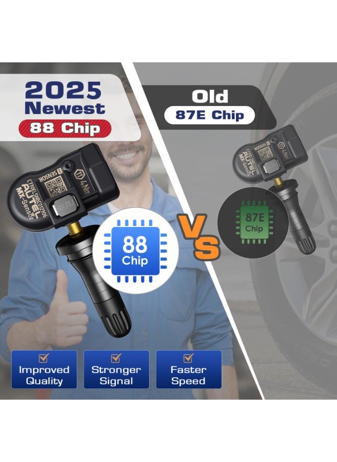 أوتل - مستشعر Autel TPMS MX، مستشعر استبدال الإطارات ثنائي التردد 315 ميجا هرتز + 433 ميجا هرتز لجميع السيارات، نفس مستشعر OE، مستشعر نظام مراقبة الضغط قابل للاستنساخ بنسبة 100% (صمام مطاطي، ضغط، قطعة واحدة) - Image 1