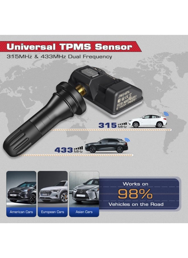 أوتل - مستشعر Autel TPMS MX، مستشعر استبدال الإطارات ثنائي التردد 315 ميجا هرتز + 433 ميجا هرتز لجميع السيارات، نفس مستشعر OE، مستشعر نظام مراقبة الضغط قابل للاستنساخ بنسبة 100% (صمام مطاطي، ضغط، قطعة واحدة) - Image 1