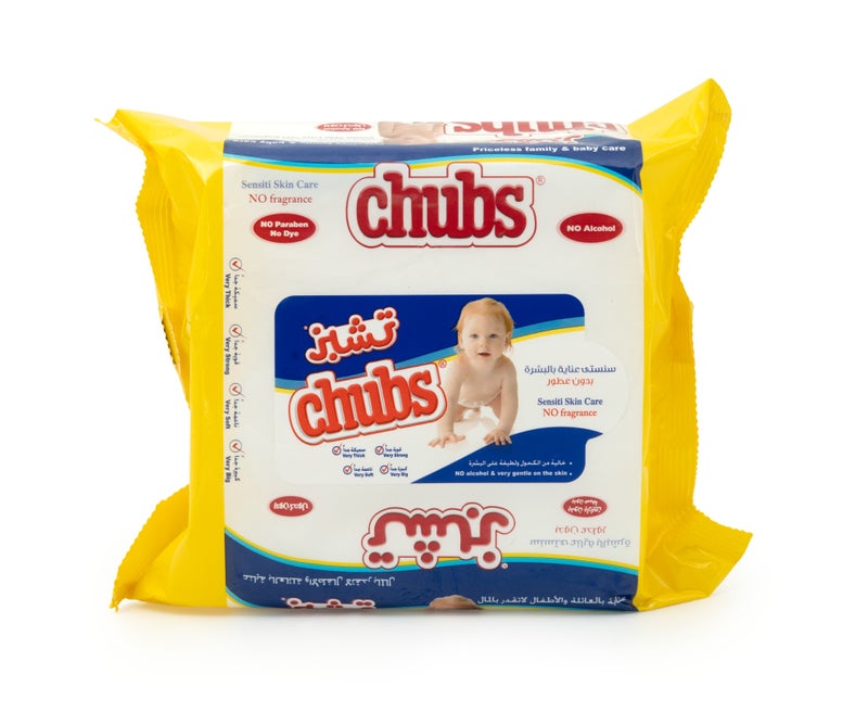 Chubs مناديل مبللة حساسة للأطفال - خالية من العطور وخالية من الكحول - عبوة 20 منديل - Image 1