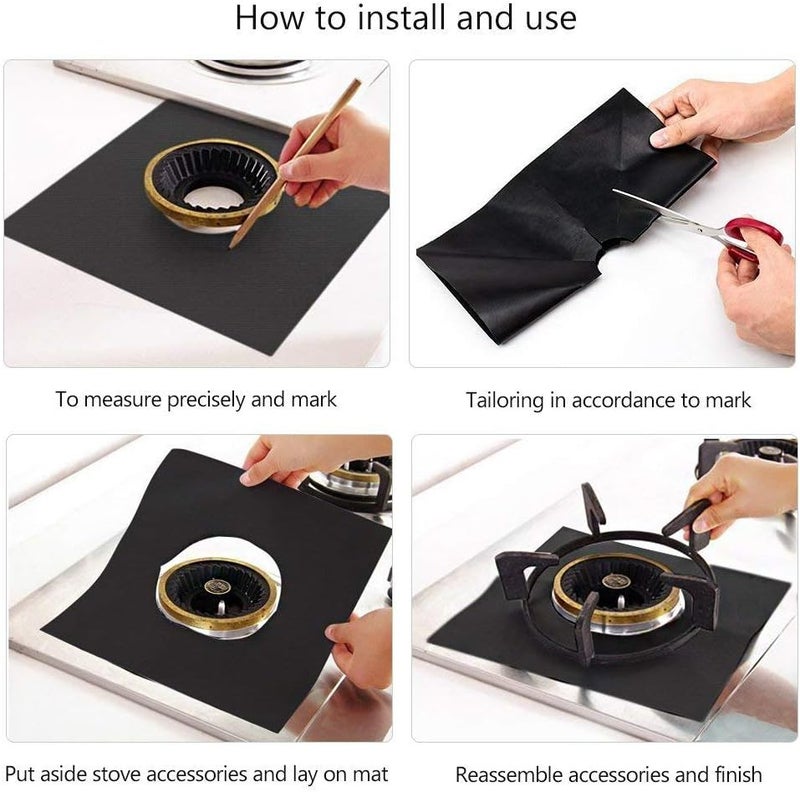 Forlivese Reusable Gas Stove Burner Covers - 10 Pack Upgrade Double Thickness 0.2mm Non-Stick Stovetop Burner Liners Gas Range Protectors Size 10.6" x 10.6" Cuttable Dishwasher Safe Easy to Clean Foldable - Image 2