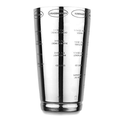 STEREN IMPEX Steren | Stainless Steel Cocktail Shaker, 8 Drink Recipe Guide with Built-in Bartender Strainer & Peg Measurer (30 & 60 ml) - Small, 750 ml - Image 2