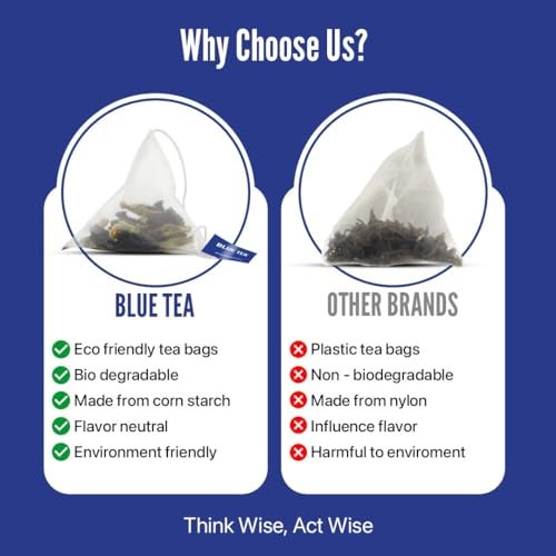 BLUE TEA - Indian Chai Masala - 12 Count - Pyramid Plant Based Tea Bag | Butterfly Pea Flower | Flower & Indian Spices Based | Caffeine Free - Detox Tea - Herbal Tea - Non Bitter | Gifts Box - Image 5