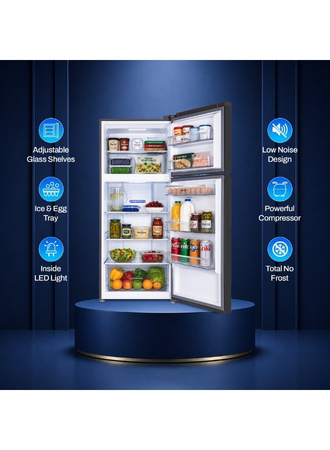 SPJ 420L Double Door Refrigerator, Top Mount, Inverter Compressor, Total No Frost Cooling, Fast Cooling, LED Display, Adjustable Glass Shelves, Low Noise Operation, Dark Silver - Image 2