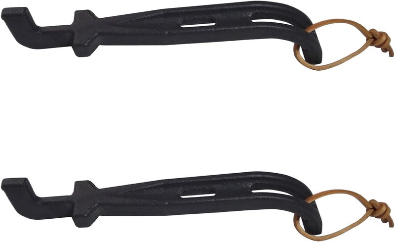 DELSbbq Grill Grate Lifter, Cast Iron Cooking Grid Lifter, Barbecue Universal Grate Lifter Tool for Most Charcoal Grills and Gas Grills, Grate Hook, Grate Handle, 2 Pack - Image 1