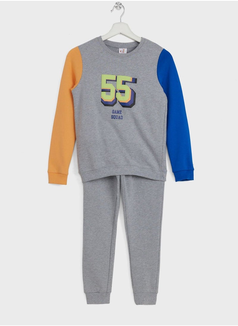 Pinata - Boys Colorblock Printed Sweatshirt And Jogger Set - Image 1