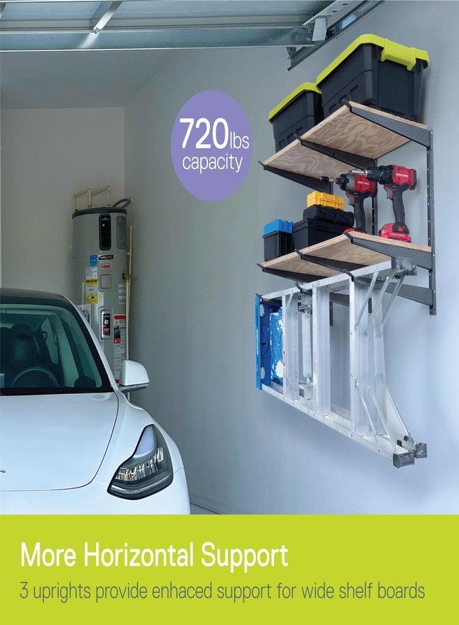 Delta Heavy Duty Lumber Storage Rack by Delta Cycle, Holds Up To 720 lbs - 3-Tier Wide Wood Storage Rack With Fully Adjustable Arms - Steel Construction Storage Solution For Garage, Basement & Pantry - Image 4