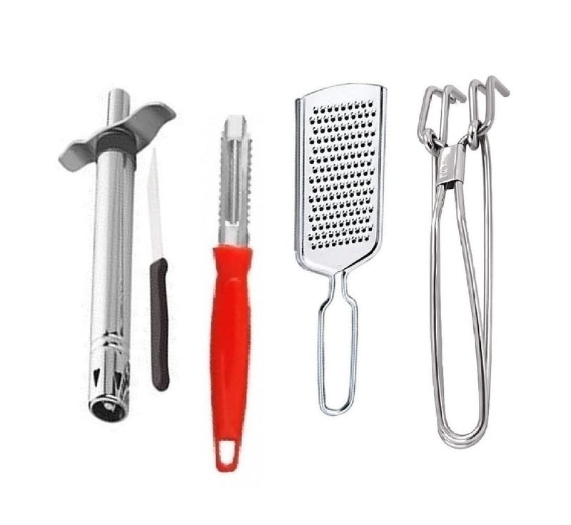 FIRST FRONT Steel Gas Lighter Knife with PeelerCheese Grater and Wire Pakkad Multicolour Pack of 4 - Image 1