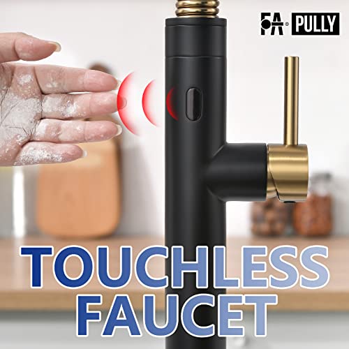 Fapully Touchless Kitchen Faucet with Pull Down Sprayer,Black and Gold Sensor Commercial Pull-Down Single Handle Kitchen Sink Faucet - Image 4