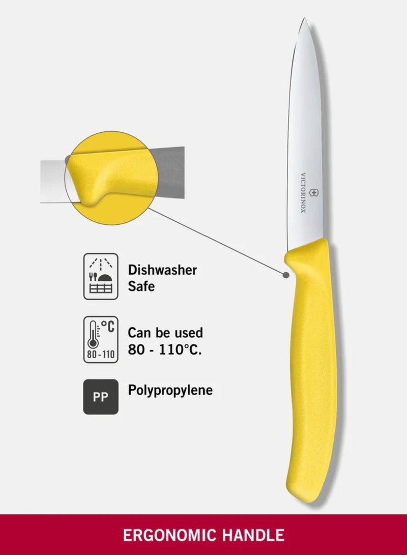 VICTORINOX KITCHEN Victorinox Swiss Classic Paring 4" straight Spear Point Blade 5/8" Width at Handle Yellow  - Image 4