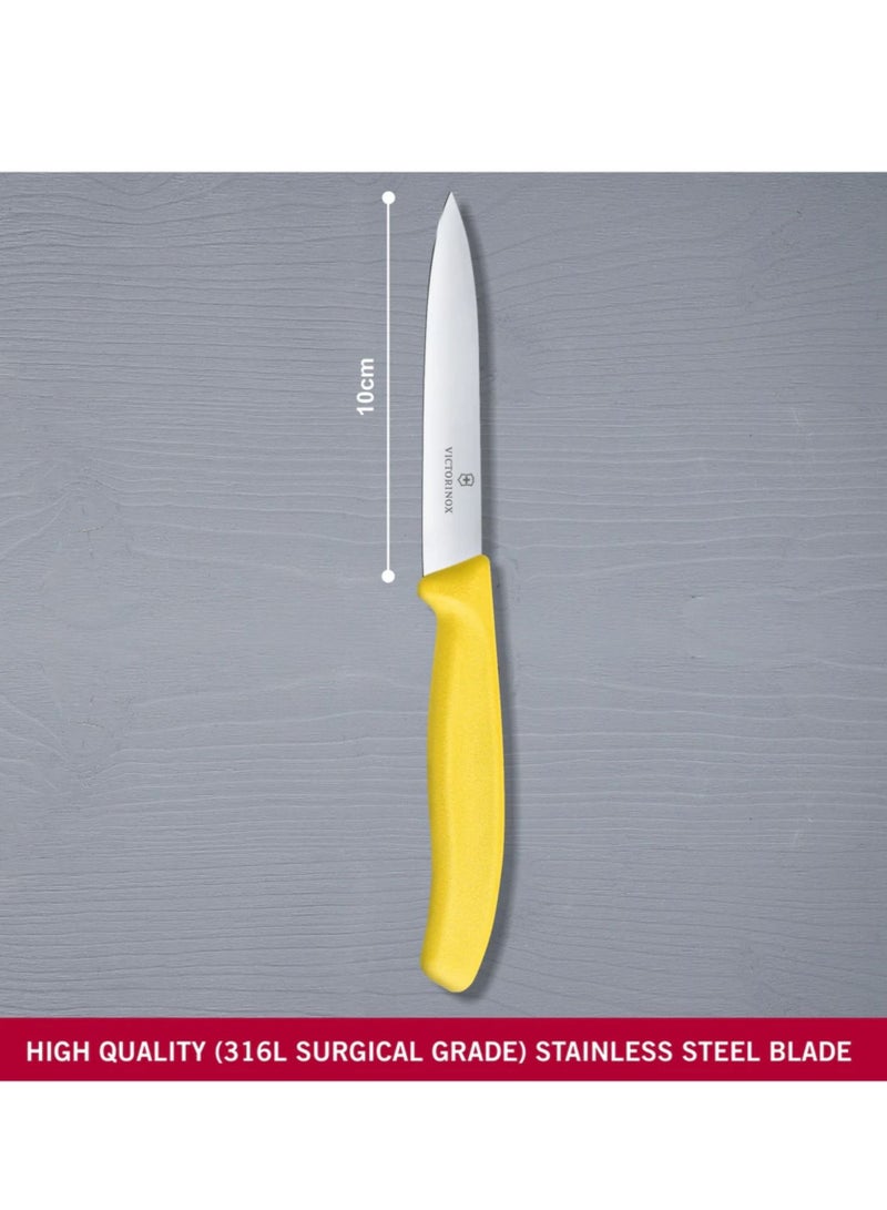 VICTORINOX KITCHEN Victorinox Swiss Classic Paring 4" straight Spear Point Blade 5/8" Width at Handle Yellow  - Image 3