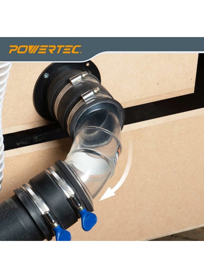 POWERTEC 70336V 2-1/2" OD 90 Degree Elbow - ABS Plastic Dust Collector Connector (Clear) - Image 4