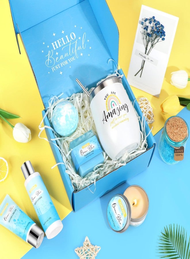 GiftPeak Birthday Gifts for Women, Ocean Scented Relaxing Spa Gift Baskets for Women Mom Her Wife Sister Friends Coworker Employee, Self Care Bath and Body Gift Set for Mother's Day Birthday Inspirational Gift - Image 2