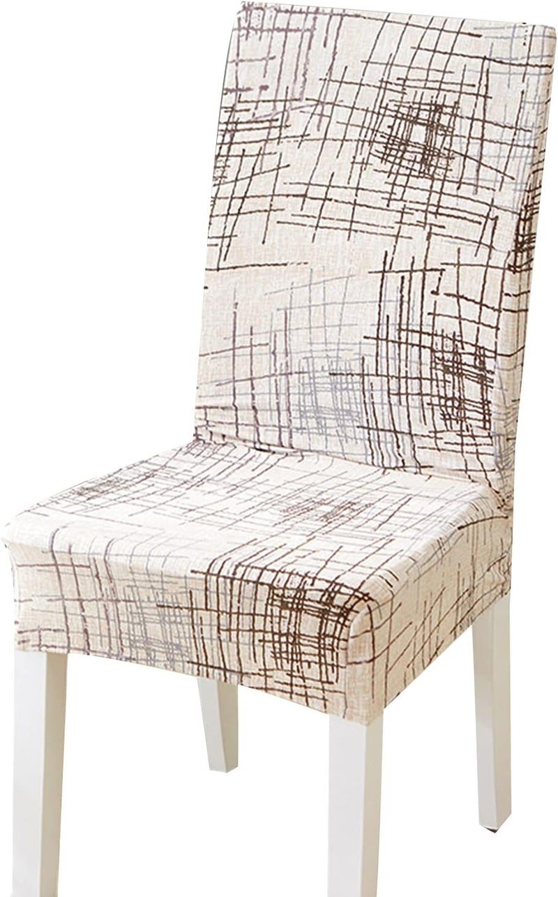 2PCS Dining Chair Covers with Printed Patterns Polyester Stretch Dining Room Chair Slipcovers Removable Available Chair Covers for Kitchen、Banquet、Hotel and Party(Leisure Time) - Image 1