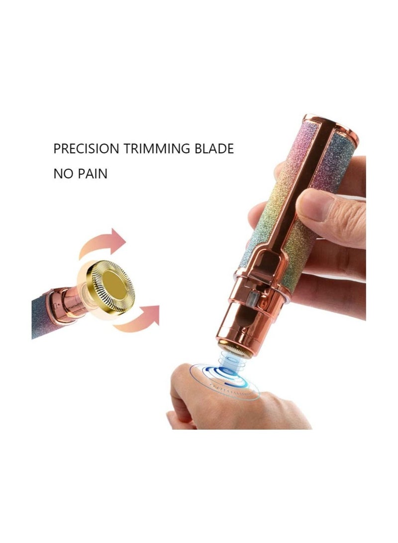 2 in 1 Eyebrow Trimmer & Facial Hair Remover for Women, Rechargeable Eyebrow Razor and Painless Hair Removal, Hair Trimmer and Body Shaver for Lips Nose Face with Two Replacement Heads & LED Light - Image 2