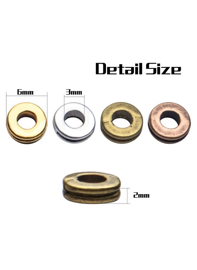 BronaGrand Rondelle Spacer Beads, 200Pcs 6Mm Flat Round Spacer Beads Metal Rondelle Spacer Beads Craft Supplies For Diy Jewelry Making, Antique Golden, Antique Silver, Antique Bronze, Copper  - Image 2