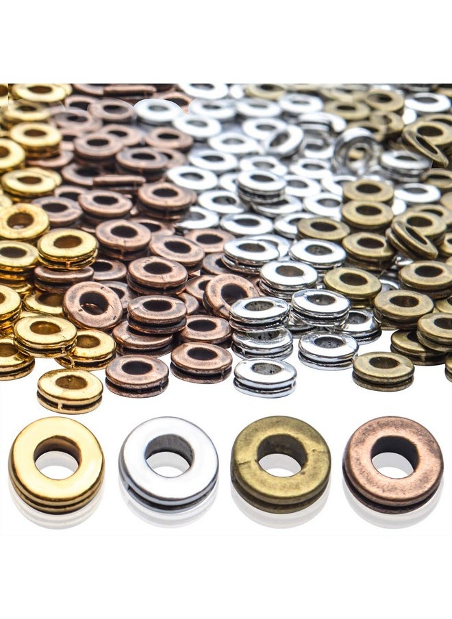 BronaGrand Rondelle Spacer Beads, 200Pcs 6Mm Flat Round Spacer Beads Metal Rondelle Spacer Beads Craft Supplies For Diy Jewelry Making, Antique Golden, Antique Silver, Antique Bronze, Copper  - Image 1