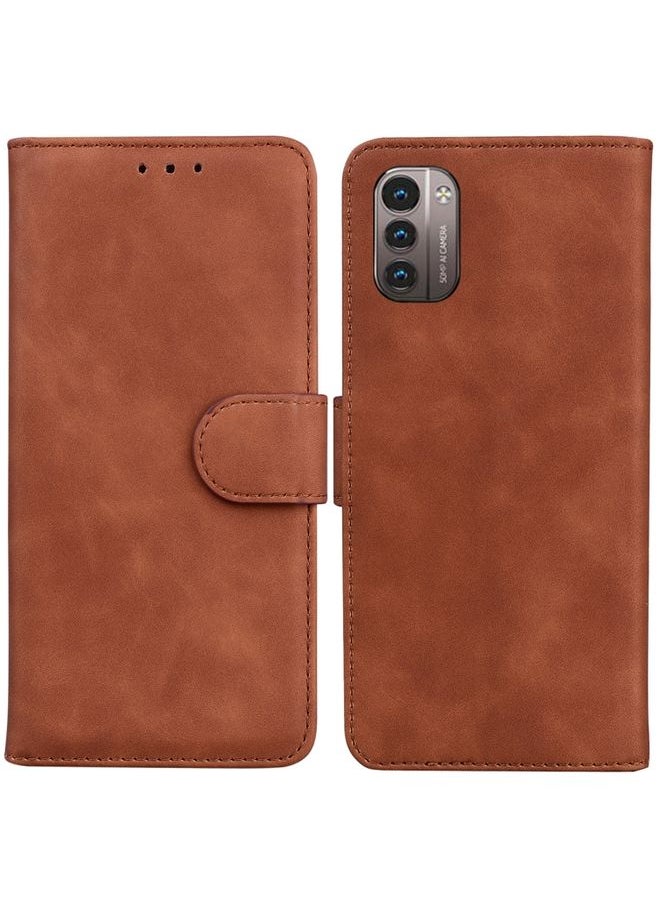 HuHa Case Cover For For Nokia G11 / G21 Skin Feel Pure Color Flip Leather Phone Case(Brown) 