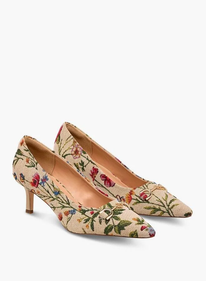Celeste Women's Floral Print Slip-On Pumps with Stiletto Heels