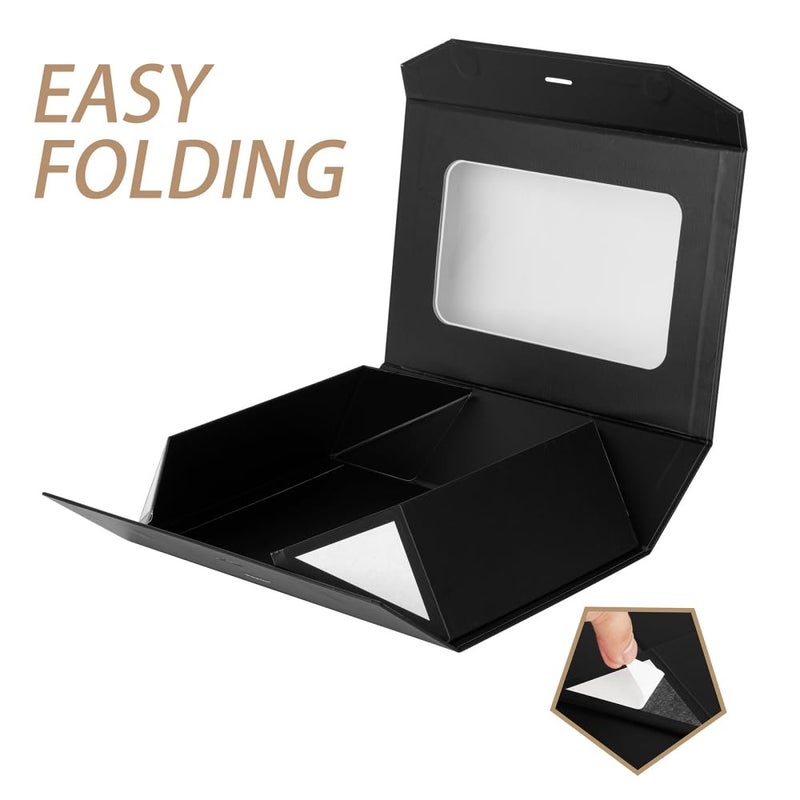 PLINJOY Black Gift Box for Presents with Ribbon 10.8x7.5x3.5 Inches Clear Gift Box with Window Magnetic Closure Gift Boxes with Lids - Image 5