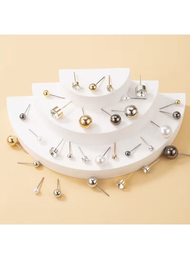 aeen 30 Pairs Women's Stud Earrings Set – Elegant Rhinestone & Faux Pearl Minimalist Jewelry, Perfect for Daily Wear & Gifting - Image 2