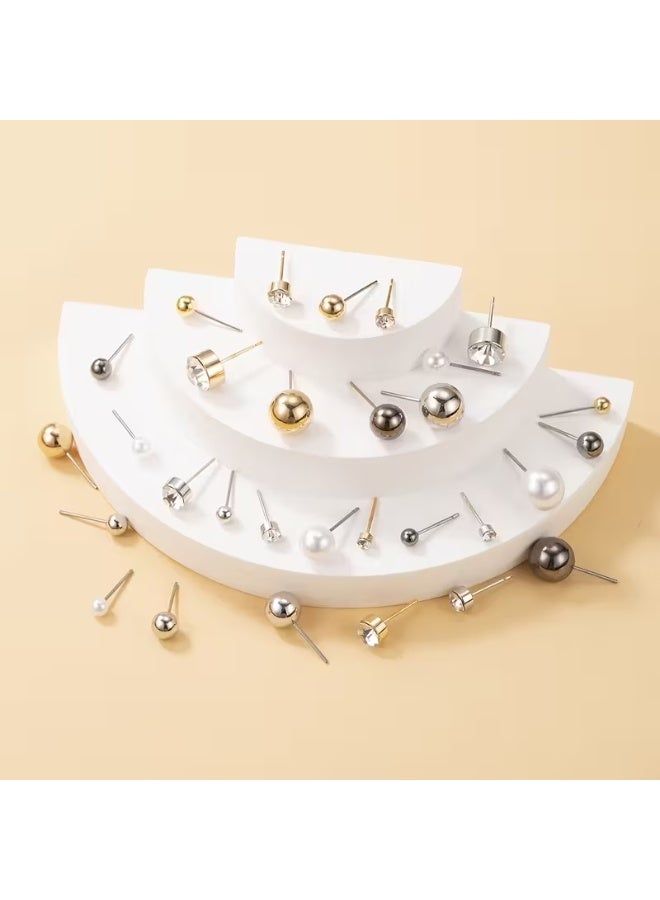 aeen 30 Pairs Women's Stud Earrings Set – Elegant Rhinestone & Faux Pearl Minimalist Jewelry, Perfect for Daily Wear & Gifting - Image 4