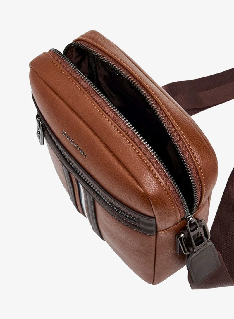 DUCHINI TAN Striped Crossbody Bag with Adjustable Strap for Men | Best Price UAE