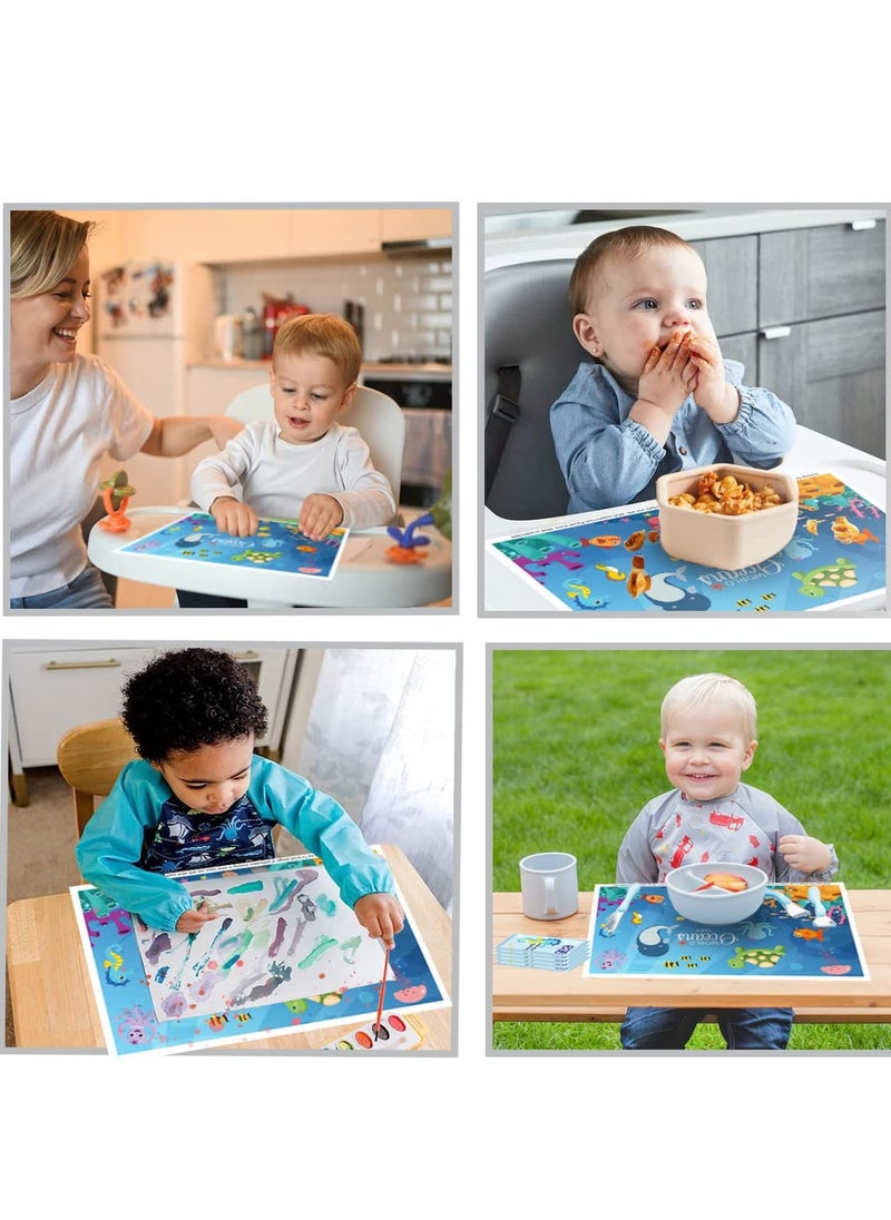 20-Piece Disposable Stick-On Baby Placemats, Waterproof Placemats for Restaurants and Travel