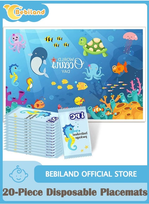 20-Piece Disposable Stick-On Baby Placemats, Waterproof Placemats for Restaurants and Travel