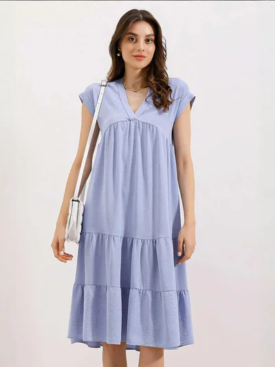 BIG DART BDART Frilly V-Neck Midi Dress