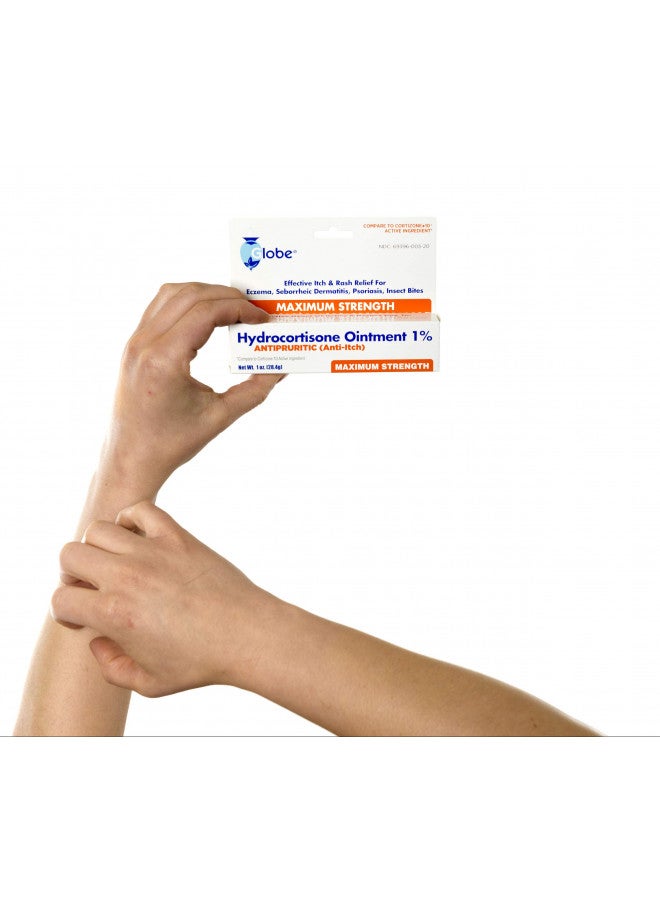 Globe (3 Pack)  Hydrocortisone Maximum Strength Transparent Ointment 1%,1 oz, Anti-Itch Topical Ointment for Redness, Swelling, Itching, Rash, Bug/Mosquito Bites, Eczema, Hemorrhoids  More - Image 2