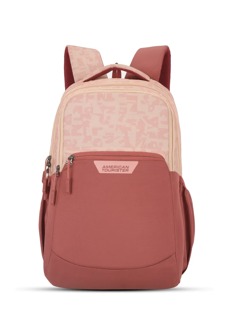 AMERICAN TOURISTER Alden 15.6" Laptop Backpack Polyester 32L Capacity, Powder Pink|Spacious Interior|Front Pocket Compartment|Water Repellent Material|Ergo Back & Shoulder|Adjustable Strap|Bottle Holder - 1 Year International Warranty