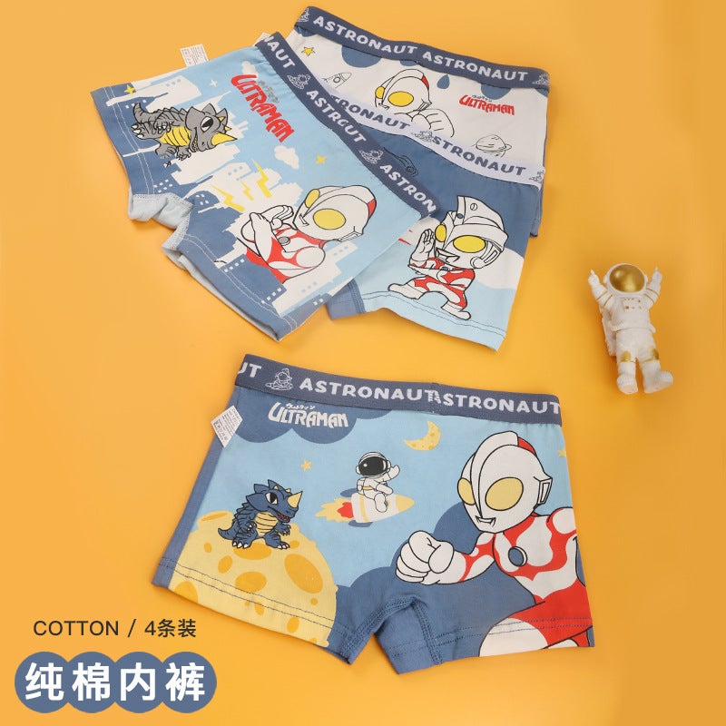 Licensed Ultraman Kids Cotton Antibacterial Briefs A03 genuine goods Ultraman [combed antibacterial-4 pack]] 