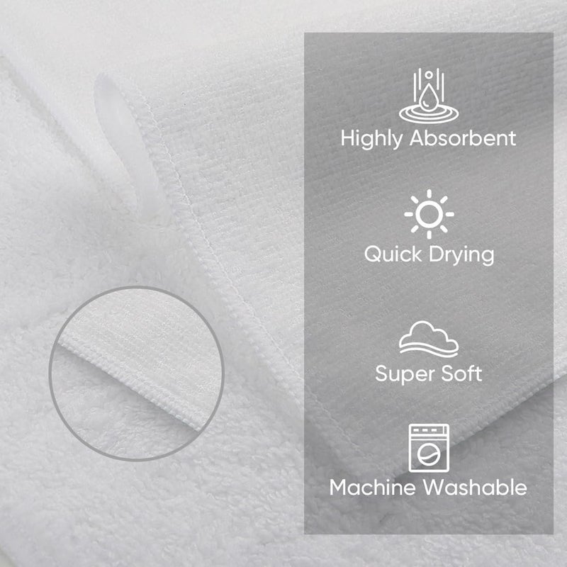 HOMEXCEL Microfiber Washcloths 12 Pack, Highly Absorbent and Soft Face Towel, Multi-Purpose White Wash Cloths for Bathroom, Hotel, Spa, Gym, and Kitchen, 12x12 Inch - Image 2
