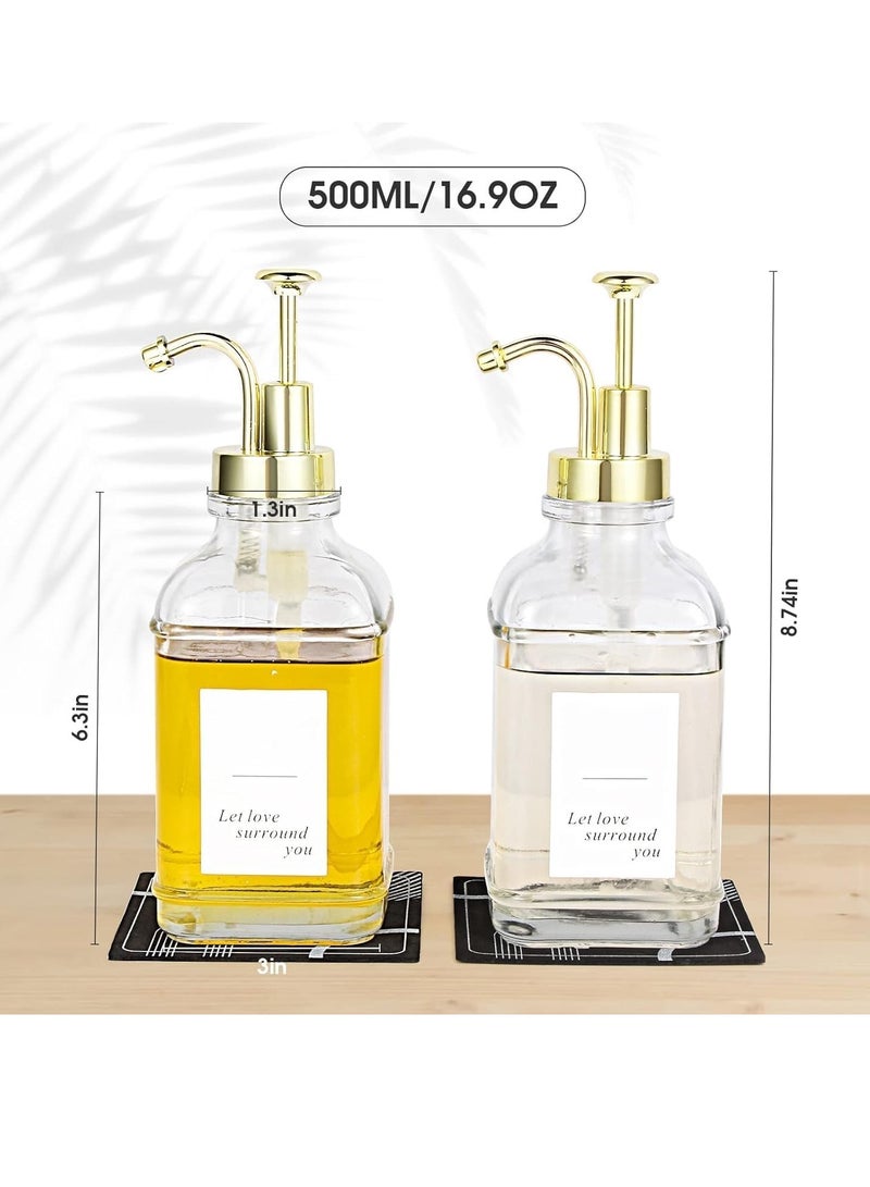 TRASSLE Coffee Bar Accessories, Coffee Syrup Dispenser - 2pack,500ML Syrup Dispenser with Labels,Syrup Pump Dispenser for Coffee Bar (Gold) - Image 4