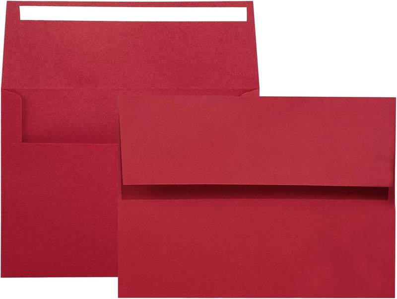 أزازا A7 Printable Red Envelopes 5X7 50 Pack - Quick Self Seal,for 5x7 Cards| Perfect for Weddings, Invitations, Photos, Graduation, Baby Shower| 5.25 x 7.25 inches， - Image 1