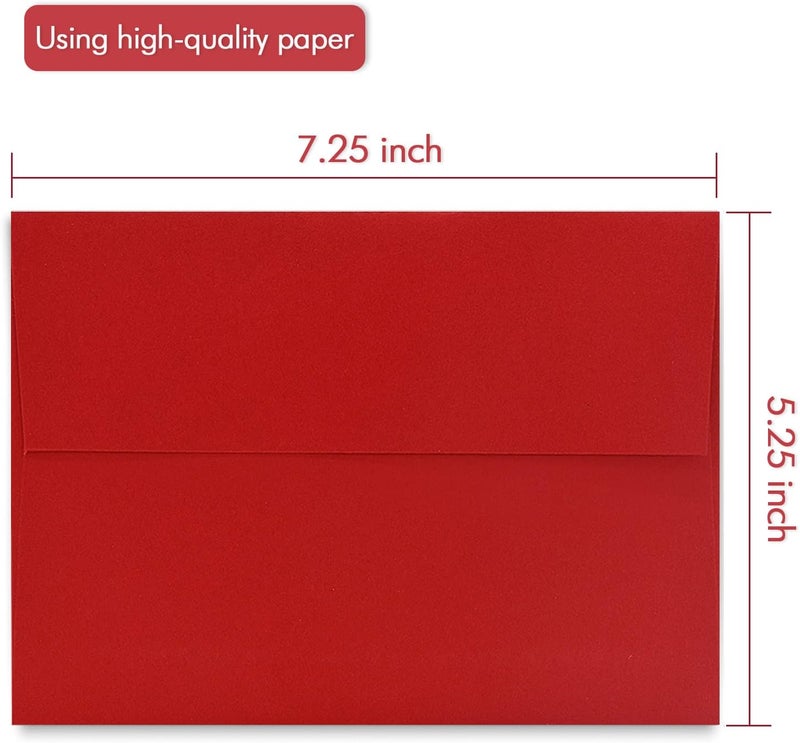 أزازا A7 Printable Red Envelopes 5X7 50 Pack - Quick Self Seal,for 5x7 Cards| Perfect for Weddings, Invitations, Photos, Graduation, Baby Shower| 5.25 x 7.25 inches， - Image 3