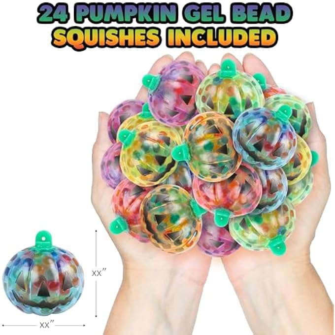 ArtCreativity Pumpkin Halloween Squeeze Toys - Set of 24 Squeeze Toys - Stress Relief Squishy Toys for Kids in 6 Colors - Non-Candy Halloween Goodie Bag Stuffers - Halloween Fidget Squeeze Toys - Image 3