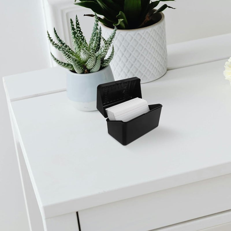 SEWACC Index Card Storage Box with 200 Lined White Memo Cards Black Note Holder for Desk for Office School and Home Use - Image 5