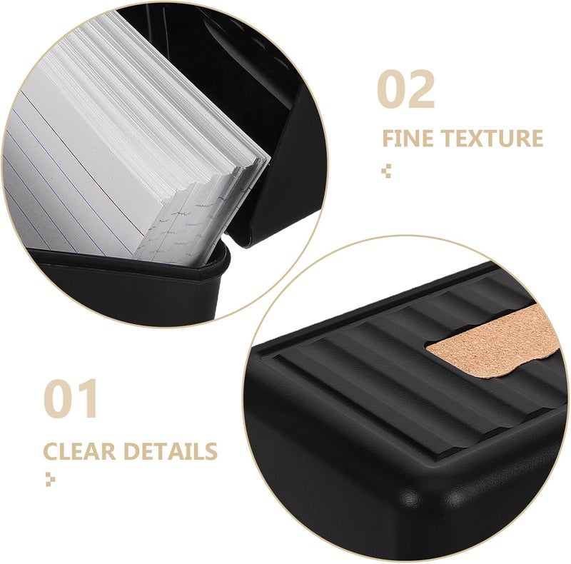 SEWACC Index Card Storage Box with 200 Lined White Memo Cards Black Note Holder for Desk for Office School and Home Use - Image 3