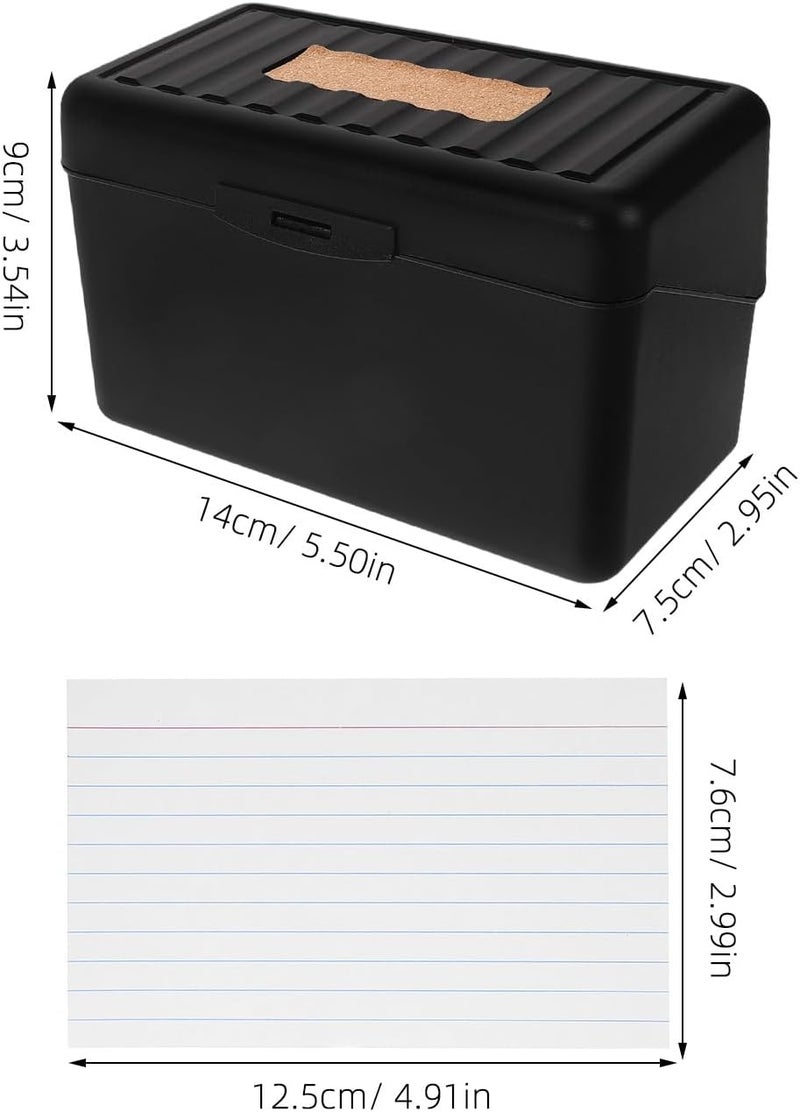 SEWACC Index Card Storage Box with 200 Lined White Memo Cards Black Note Holder for Desk for Office School and Home Use - Image 2