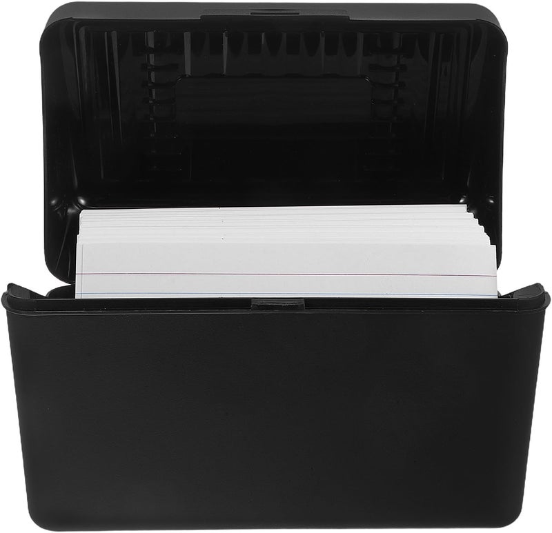 SEWACC Index Card Storage Box with 200 Lined White Memo Cards Black Note Holder for Desk for Office School and Home Use - Image 1