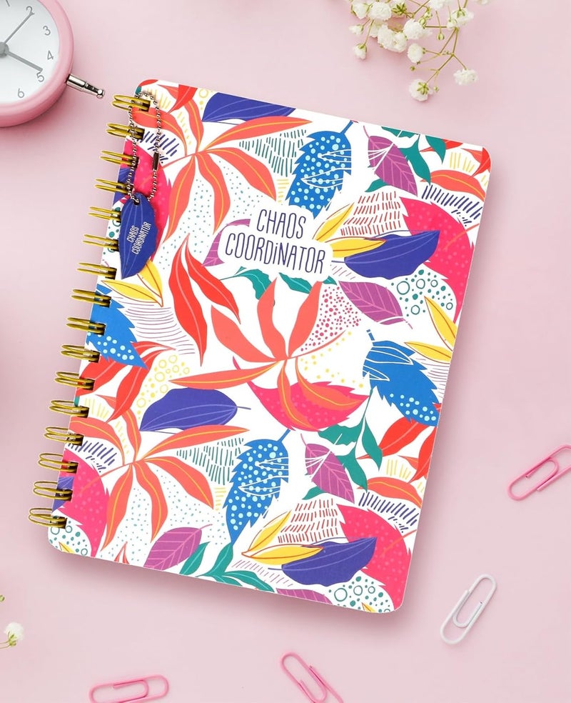 Doodle Hard Bound Spiral Notebook Diary with Bookmark Dangler and Sticker Pages I B5 I Undated I 160 Ruled Pages I 80 GSM (Chaos Coordinator) - Image 1