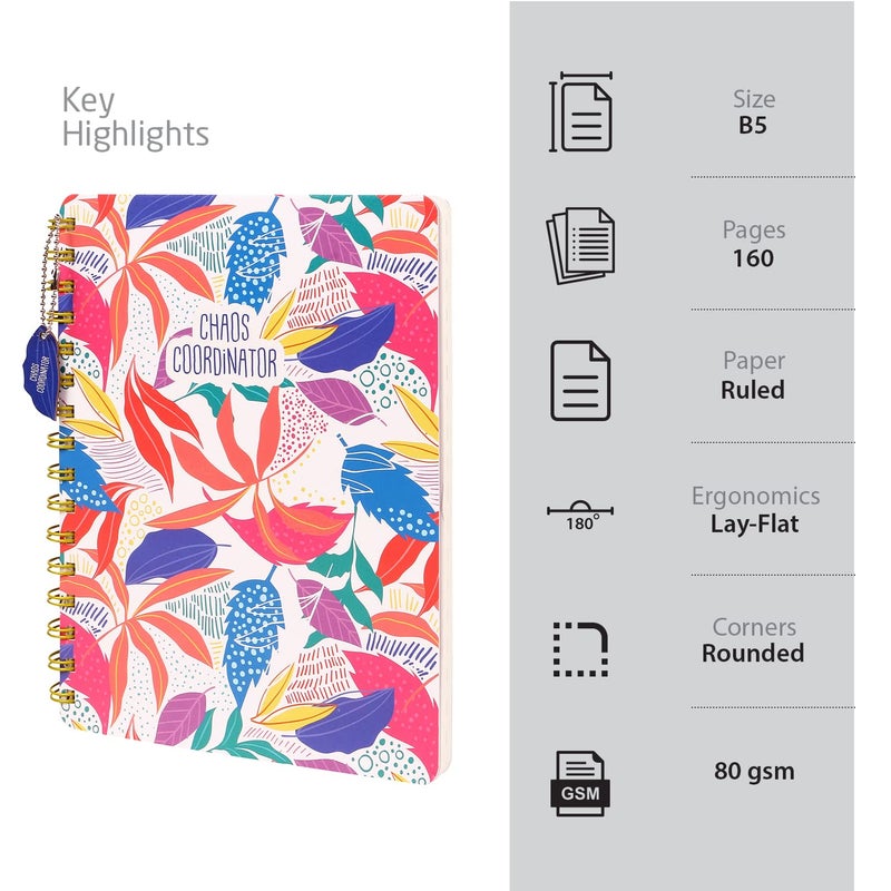 Doodle Hard Bound Spiral Notebook Diary with Bookmark Dangler and Sticker Pages I B5 I Undated I 160 Ruled Pages I 80 GSM (Chaos Coordinator) - Image 2