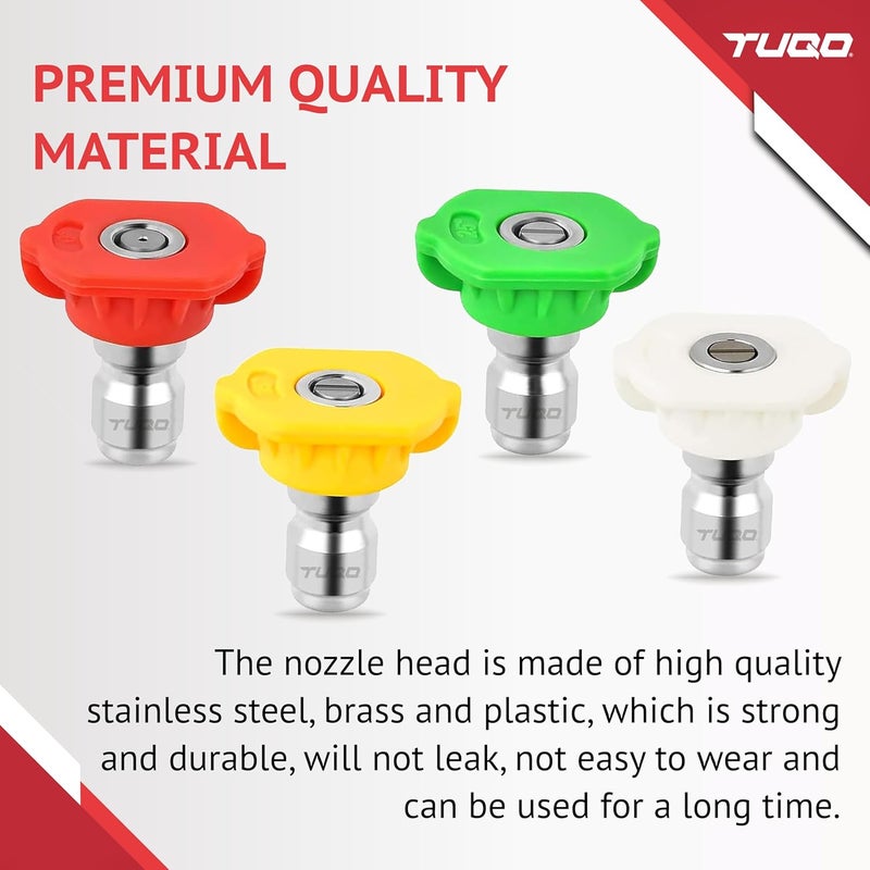 TUQO Premium Nozzle Tips 1/4 inch for Pressure Washers | 4350PSI | 300Bar | 4pcs set 0, 15, 25, 40 - for High Pressure Washer | Universal Nozzle - Pressure Washer Accesories - (DS102) - Image 3